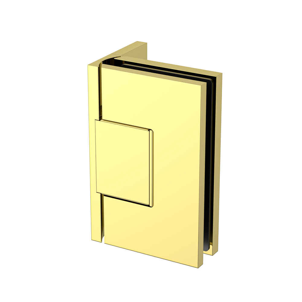 Statesman Wall to Glass Hinge with L type Mounting Plate Polished Brass