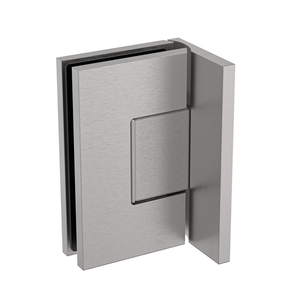 Statesman Wall to Glass Hinge with L type Mounting Plate Satin Nickel