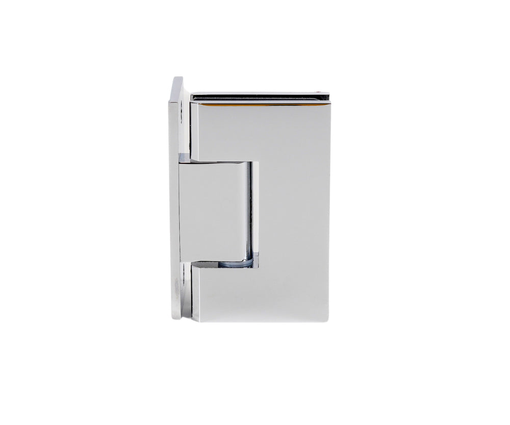 Boston Wall to Glass 90 Degree Hinge with L Type Mounting Plate - Polished Chrome
