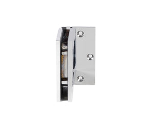 Boston Wall to Glass 90 Degree Hinge with L Type Mounting Plate - Polished Chrome