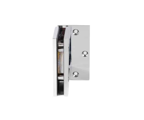 Boston Wall to Glass 90 Degree Hinge with L Type Mounting Plate - Polished Chrome