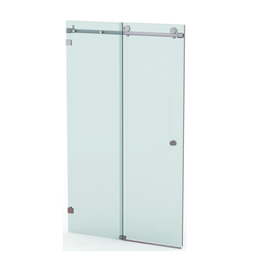 Bellé Wall to Wall Frameless Shower Sliding System Left Hand Fixed Polished Chrome