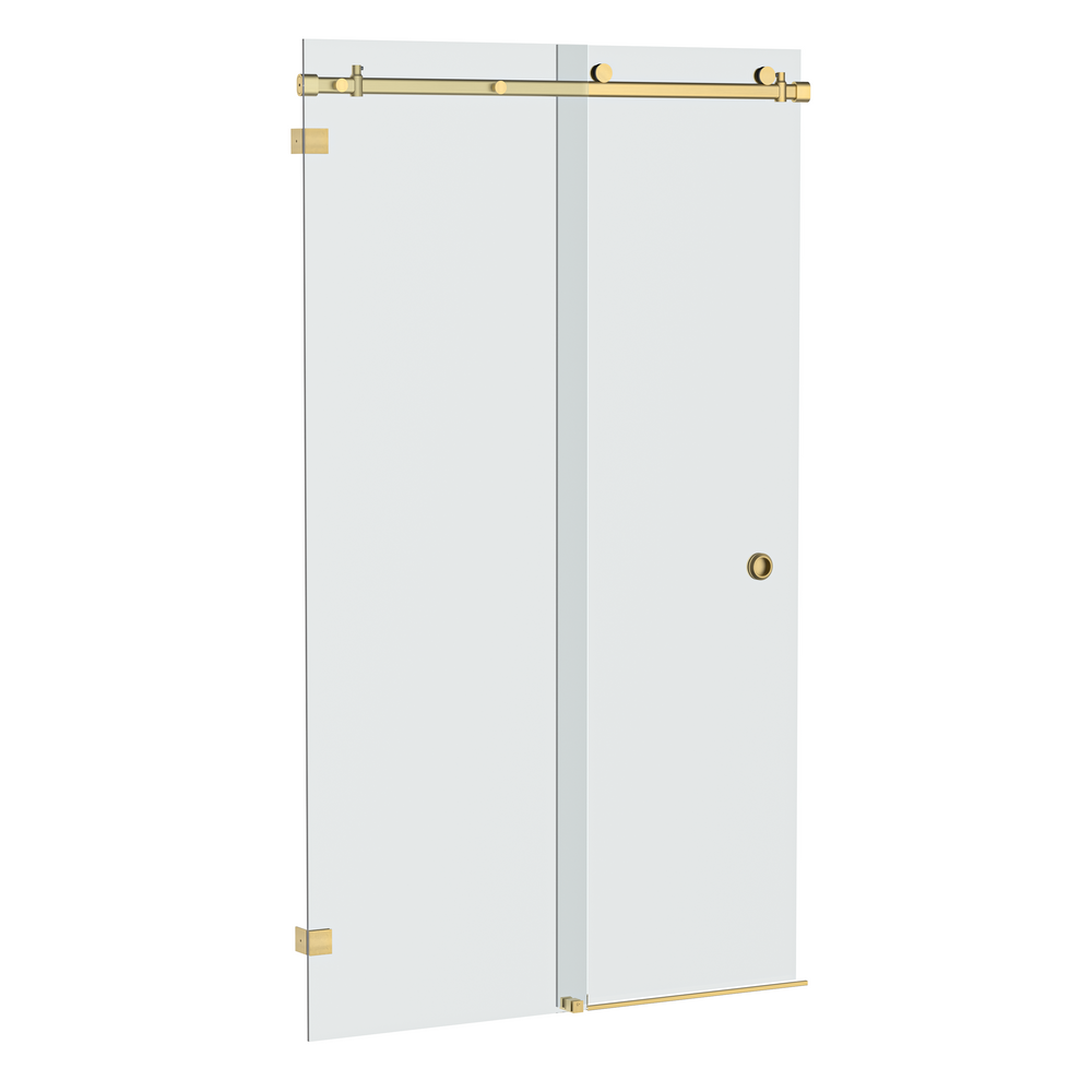 Bellé Wall to Wall Frameless Shower Sliding System Left Hand Fixed Brushed Brass