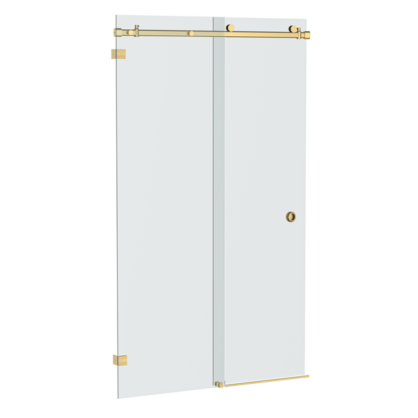 Bellé Wall to Wall Frameless Shower Sliding System Left Hand Fixed Brushed Brass