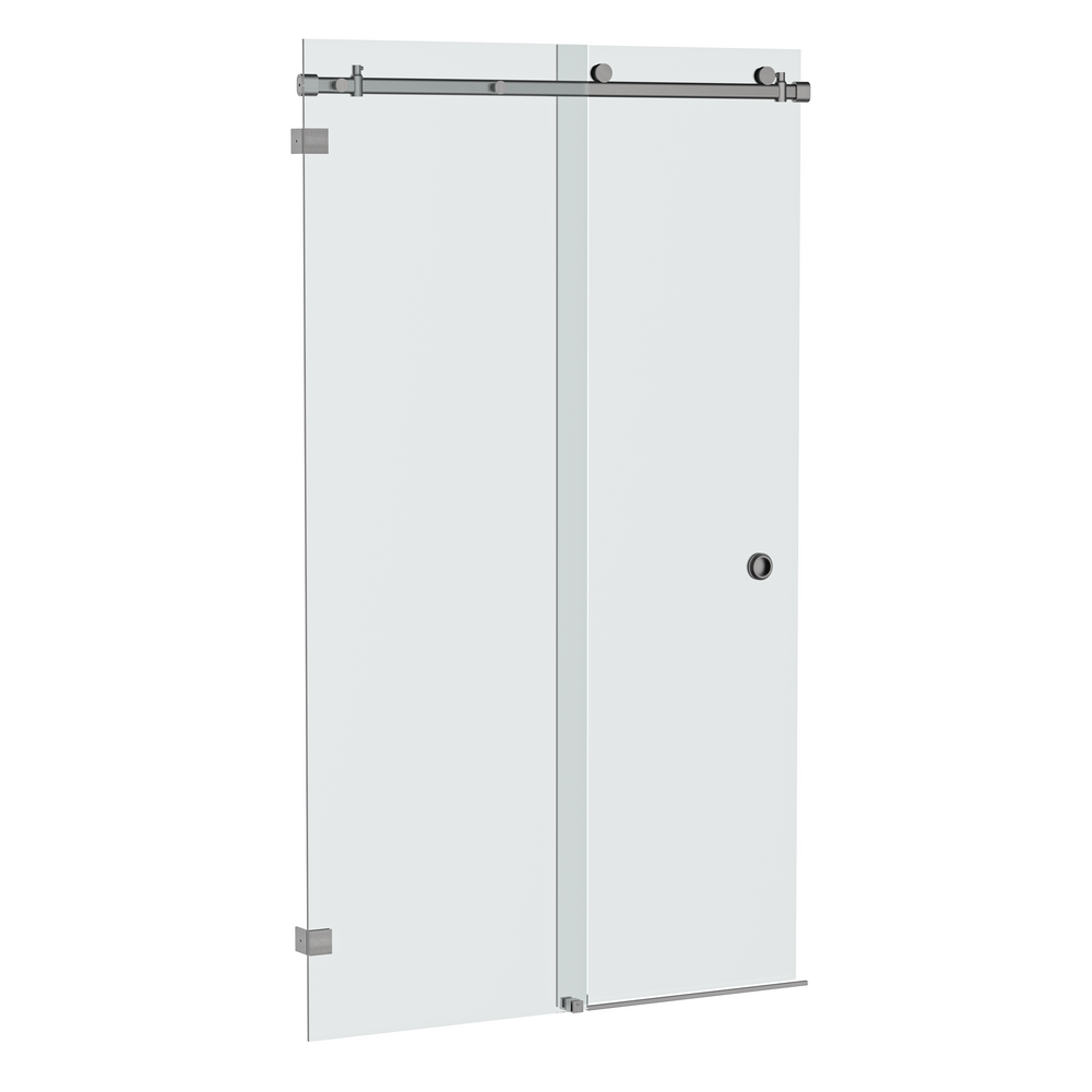 Bellé Wall to Wall Frameless Shower Sliding System Left Hand Fixed -Brushed Gun Metal