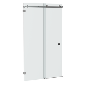 Bellé Wall to Wall Frameless Shower Sliding System Left Hand Fixed -Brushed Gun Metal