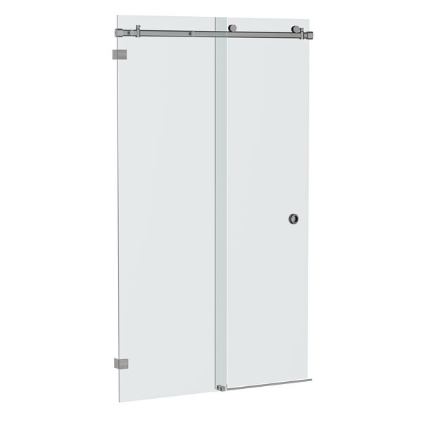 Bellé Wall to Wall Frameless Shower Sliding System Left Hand Fixed -Brushed Gun Metal