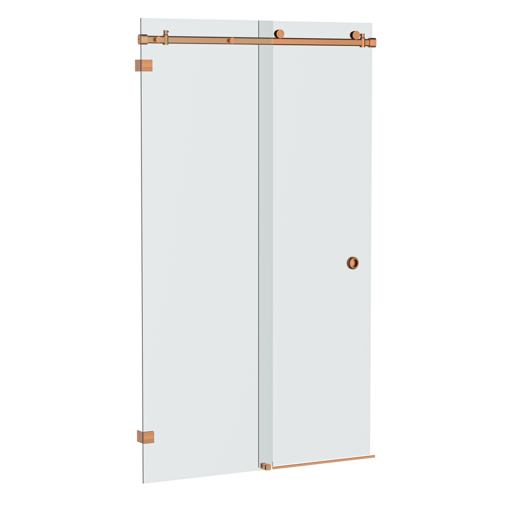 Bellé Wall to Wall Frameless Shower Sliding System Left Hand Fixed - Brushed Rose Gold