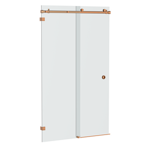 Bellé Wall to Wall Frameless Shower Sliding System Left Hand Fixed - Brushed Rose Gold
