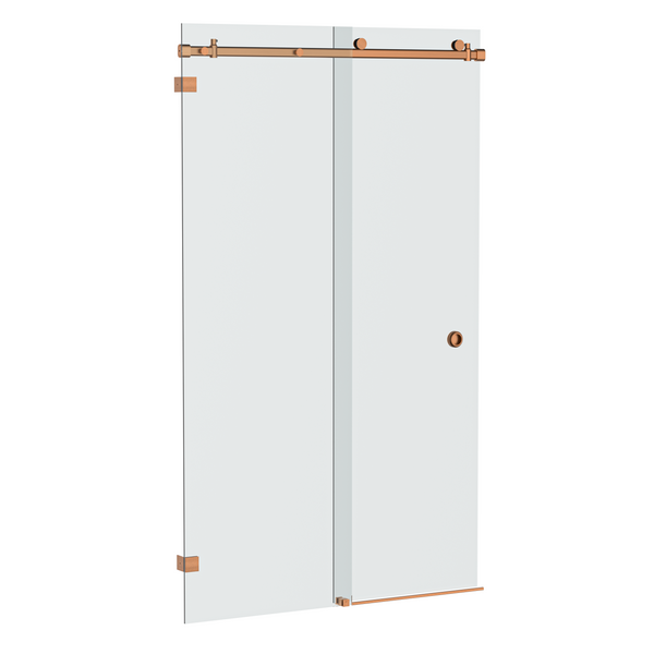 Bellé Wall to Wall Frameless Shower Sliding System Left Hand Fixed - Brushed Rose Gold