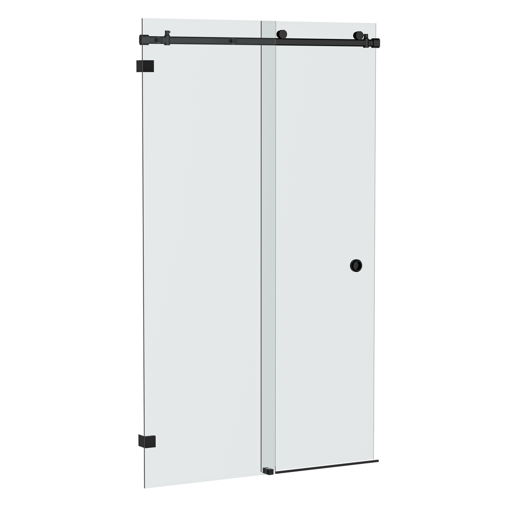 Bellé Wall to Wall Frameless Shower Sliding System Left Hand Fixed - Matte Black