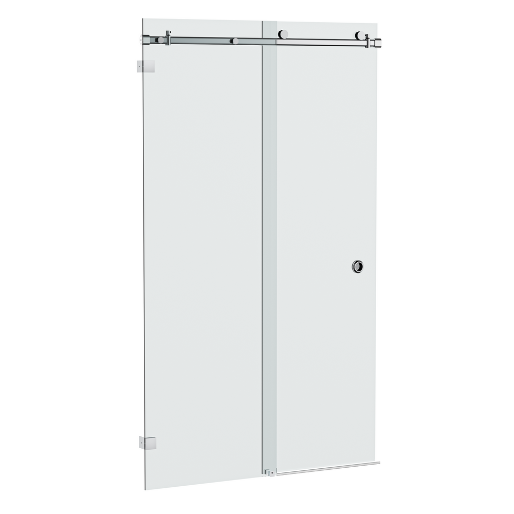 Bellé Wall to Wall Frameless Shower Sliding System Left Hand Fixed Polished Chrome