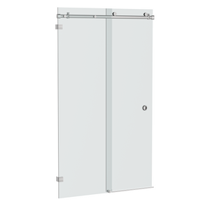 Bellé Wall to Wall Frameless Shower Sliding System Left Hand Fixed - Satin Nickel