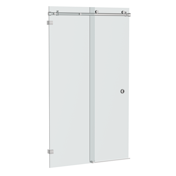 Bellé Wall to Wall Frameless Shower Sliding System Left Hand Fixed - Satin Nickel