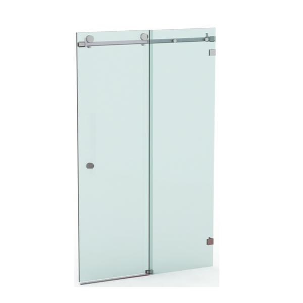 Bellé Wall to Wall Frameless Shower Sliding System Right Hand Fixed - Satin Nickel