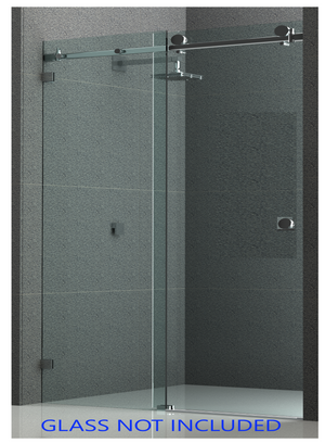 Belle Wall to Wall Frameless Shower Sliding System Left Hand Fixed Matte Black