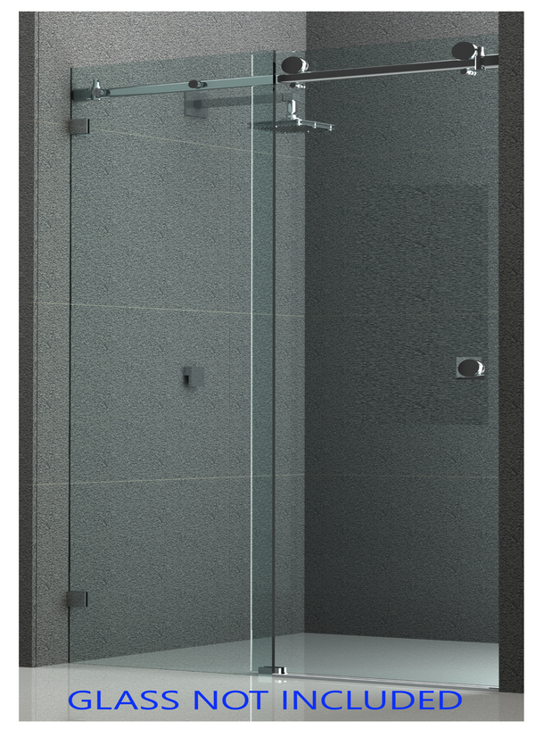 Belle Wall to Wall Frameless Shower Sliding System Left Hand Fixed Satin Nickel