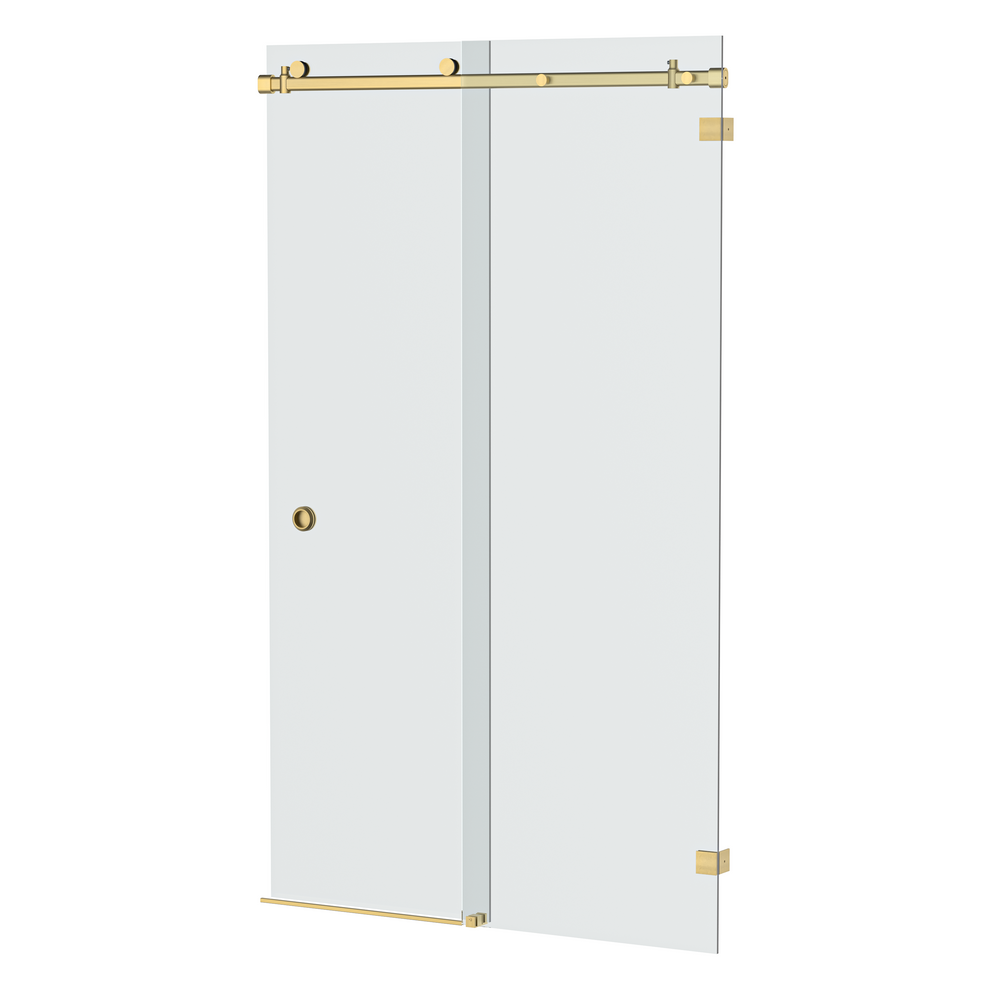 Bellé Wall to Wall Frameless Shower Sliding System Right Hand Fixed - Brushed Brass