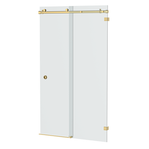 Bellé Wall to Wall Frameless Shower Sliding System Right Hand Fixed - Brushed Brass