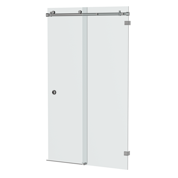 Bellé  Wall to Wall Frameless Shower Sliding System Right Hand Fixed Brushed Gun Metal