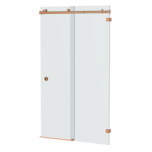 Bellé  Wall to Wall Frameless Shower Sliding System Right Hand Fixed Brushed Rose Gold