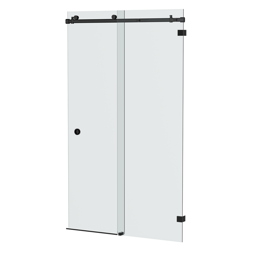 Bellé Wall to Wall Frameless Shower Sliding System Right Hand Fixed - Matte Black