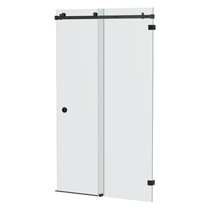 Bellé Wall to Wall Frameless Shower Sliding System Right Hand Fixed - Matte Black