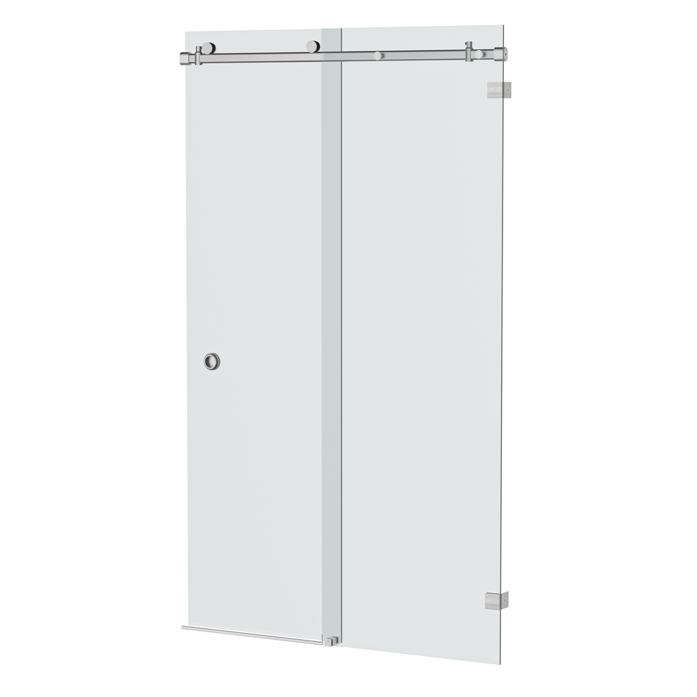 Bellé Wall to Wall Frameless Shower Sliding System Right Hand Fixed - Satin Nickel