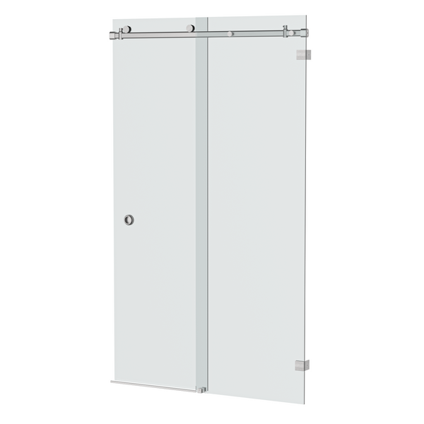 Bellé Wall to Wall Frameless Shower Sliding System Right Hand Fixed - Satin Nickel