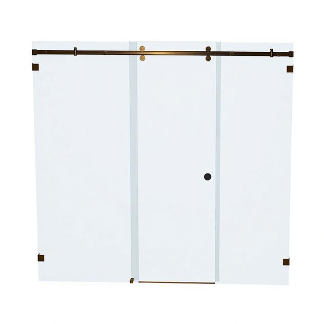 Bellé Wall to Wall Frameless Shower Sliding System Left Hand Fixed - Antique Brass