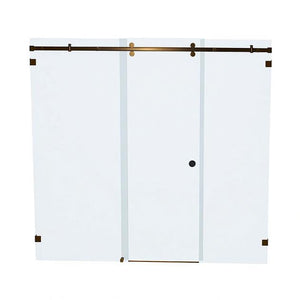 Bellé Wall to Wall Frameless Shower Sliding System Left Hand Fixed - Antique Brass