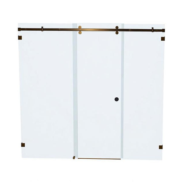 Bellé Wall to Wall Frameless Shower Sliding System Left Hand Fixed - Antique Brass