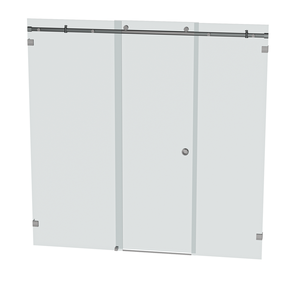 Bellé Wall to Wall Frameless Shower Sliding System Left Hand Fixed - Brushed Gun Metal