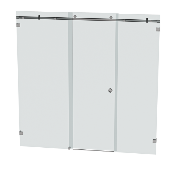 Bellé Wall to Wall Frameless Shower Sliding System Left Hand Fixed - Brushed Gun Metal