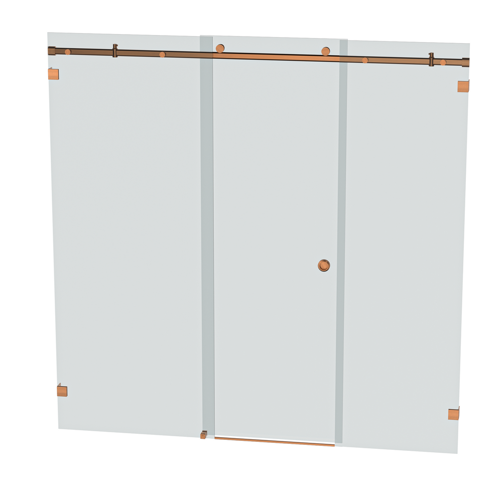 Bellé Wall to Wall Frameless Shower Sliding System Left Hand Fixed - Brushed Rose Gold