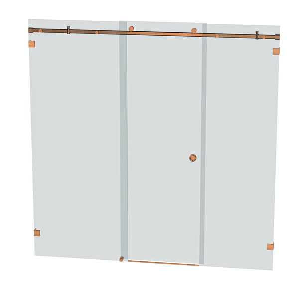 Bellé Wall to Wall Frameless Shower Sliding System Left Hand Fixed - Brushed Rose Gold