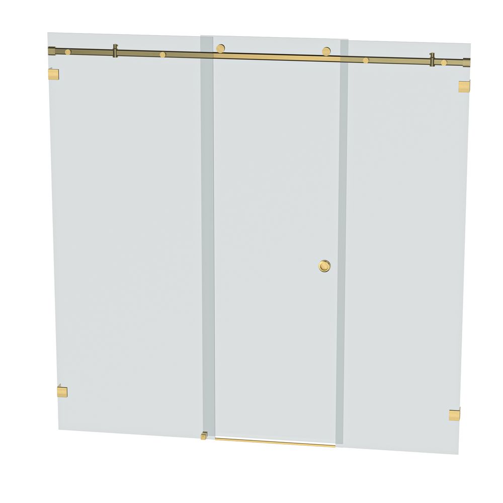 Bellé Wall to Wall Frameless Shower Sliding System Left Hand Fixed - Soft Gold Brushed
