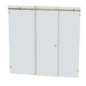 Bellé Wall to Wall Frameless Shower Sliding System Left Hand Fixed - Soft Gold Brushed