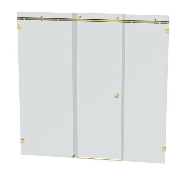 Bellé Wall to Wall Frameless Shower Sliding System Left Hand Fixed - Soft Gold Brushed