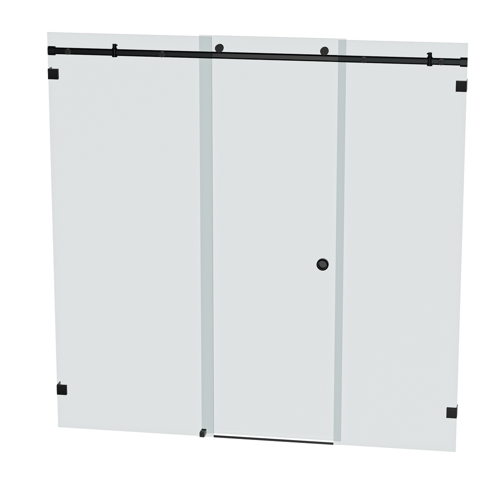 Bellé Wall to Wall Frameless Shower Sliding System Left Hand Fixed - Matte Black