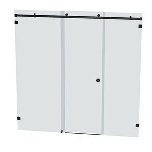 Bellé Wall to Wall Frameless Shower Sliding System Left Hand Fixed - Matte Black