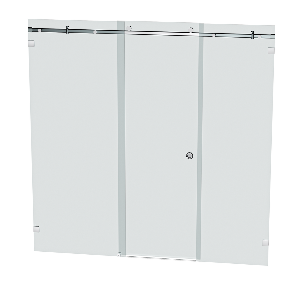 Bellé Wall to Wall Frameless Shower Sliding System Left Hand Fixed - Polished Chrome