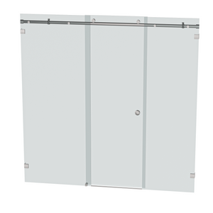 Bellé Wall to Wall Frameless Shower Sliding System Left Hand Fixed - Satin Nickel