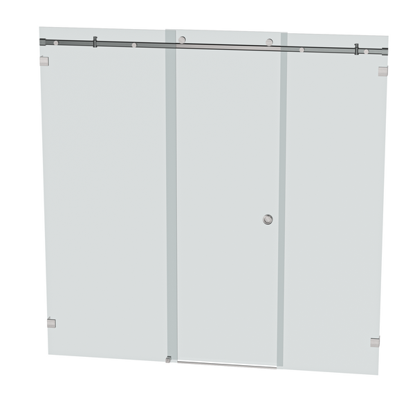 Bellé Wall to Wall Frameless Shower Sliding System Left Hand Fixed - Satin Nickel