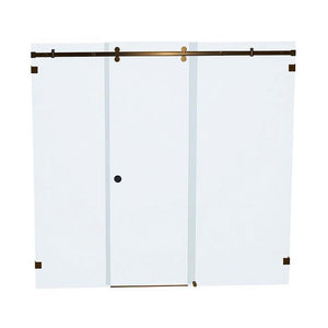 Bellé Wall to Wall Frameless Shower Sliding System Right Hand Fixed - Antique Brass