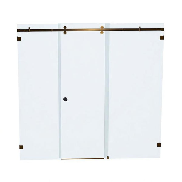 Bellé Wall to Wall Frameless Shower Sliding System Right Hand Fixed - Antique Brass