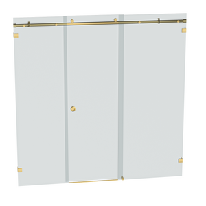 Bellé Wall to Wall Frameless Shower Sliding System Right Hand Fixed - Brushed Brass