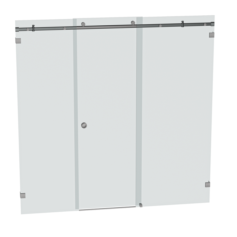 Bellé Wall to Wall Frameless Shower Sliding System Right Hand Fixed - Brushed Gun Metal
