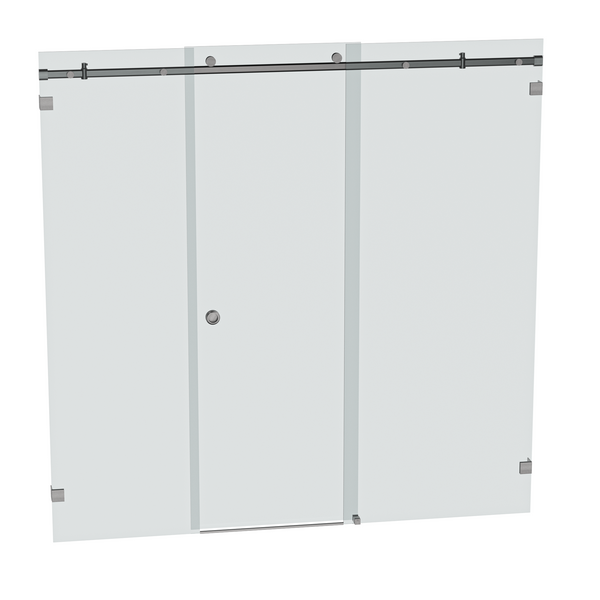 Bellé Wall to Wall Frameless Shower Sliding System Right Hand Fixed - Brushed Gun Metal
