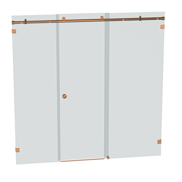 Bellé Wall to Wall Frameless Shower Sliding System Right Hand Fixed - Brushed Rose Gold